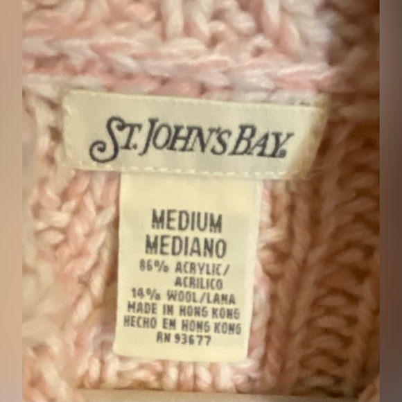 Women’s St Johns Bay Pink Cable Knit Acrylic Turtleneck Sweater Size Medium - Picture 4 of 6